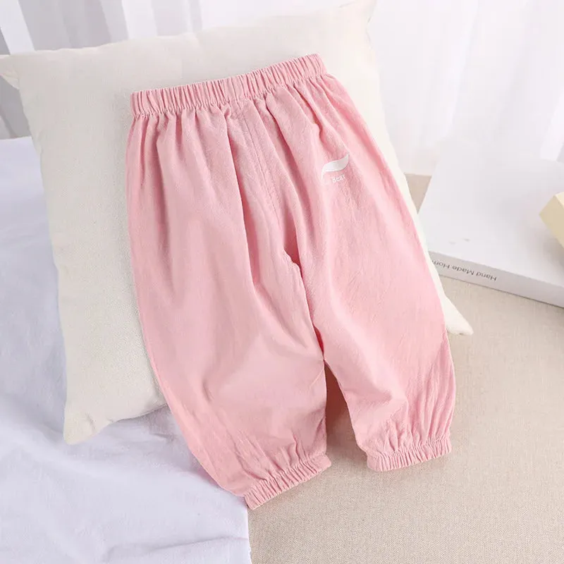 1 2 3 4 5  Years New Children's Anit-mosquito Pants Summer Baby Air Conditioning Bloomers Boys and Girls Cotton and Linen Pants