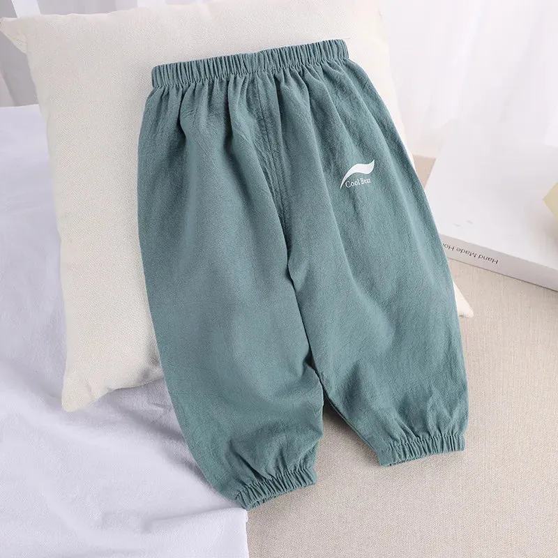 1 2 3 4 5  Years New Children's Anit-mosquito Pants Summer Baby Air Conditioning Bloomers Boys and Girls Cotton and Linen Pants