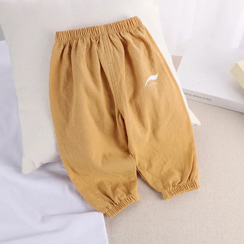 1 2 3 4 5  Years New Children's Anit-mosquito Pants Summer Baby Air Conditioning Bloomers Boys and Girls Cotton and Linen Pants