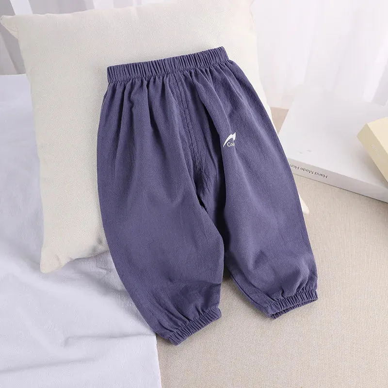 1 2 3 4 5  Years New Children's Anit-mosquito Pants Summer Baby Air Conditioning Bloomers Boys and Girls Cotton and Linen Pants