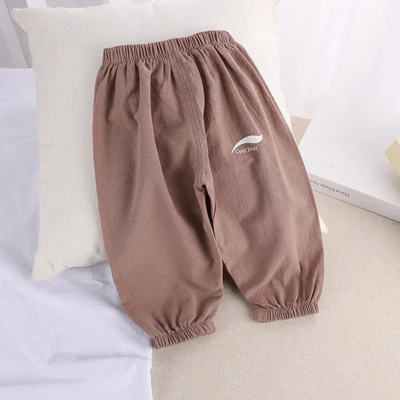 1 2 3 4 5  Years New Children's Anit-mosquito Pants Summer Baby Air Conditioning Bloomers Boys and Girls Cotton and Linen Pants