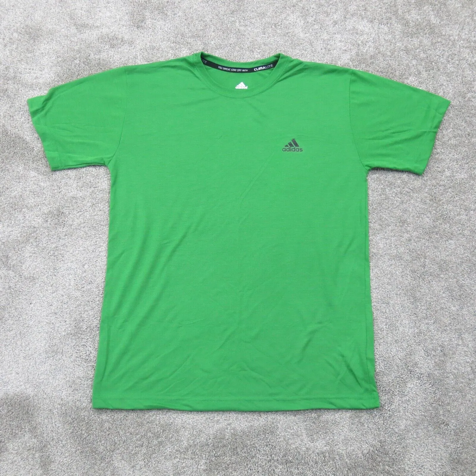 Adidas Climalite Mens Pullover T Shirt Short Sleeve Crew Neck Green Size Medium