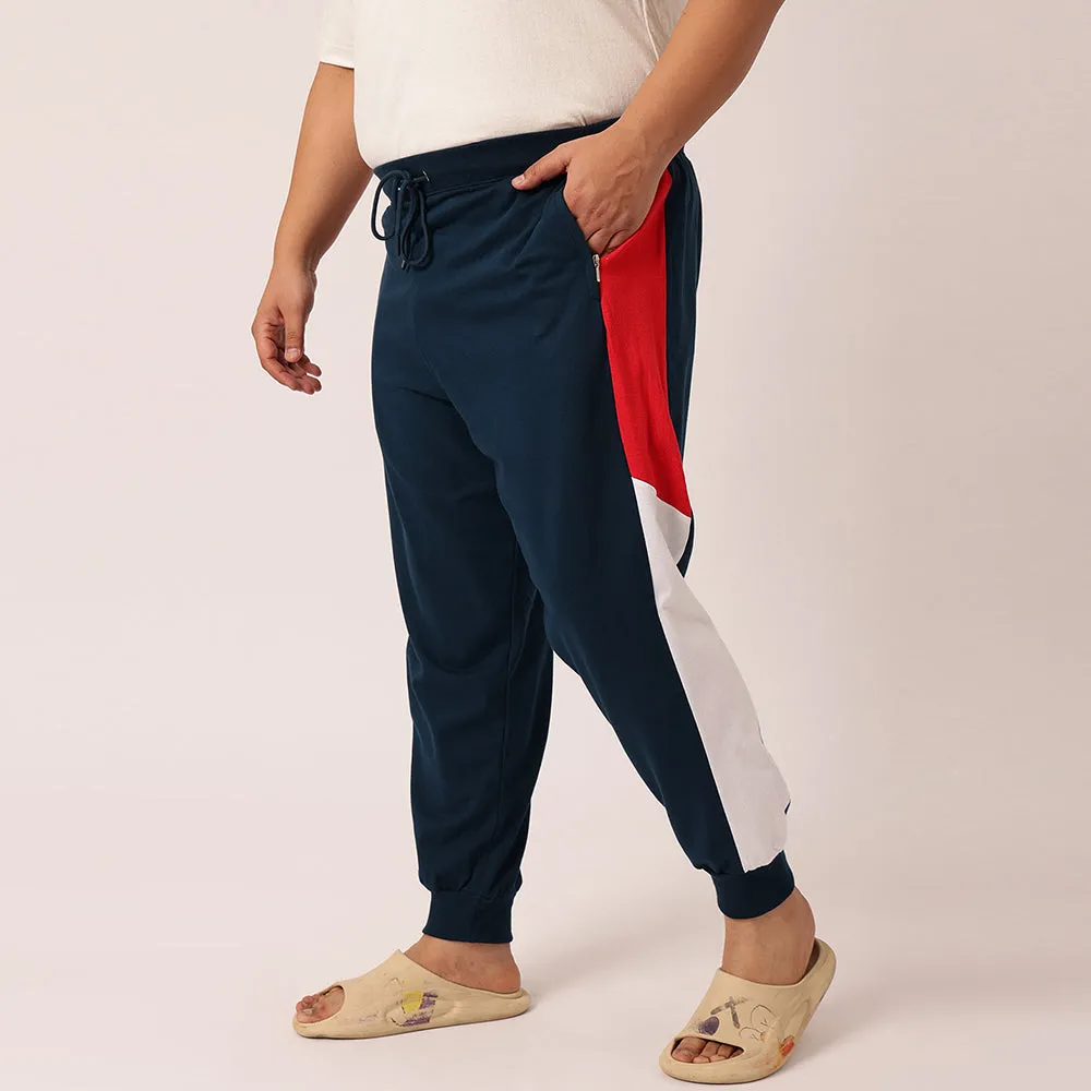 Airforce Red Colour Block Joggers