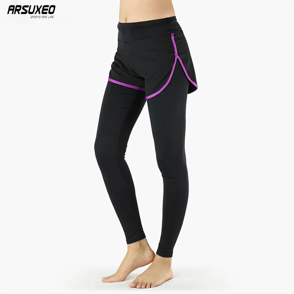 ARSUXEO Women Compression Tights Running Pants Exercise Yoga Workout Elastic Pants Clothing Slim Legging Y953