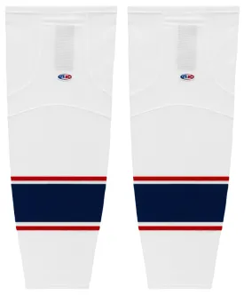 Athletic Knit (AK) HS2100-689 2017 Columbus Blue Jackets White Mesh Ice Hockey Socks