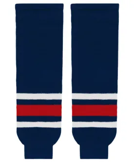 Athletic Knit (AK) HS630-890 2010 Columbus Blue Jackets Navy Knit Ice Hockey Socks