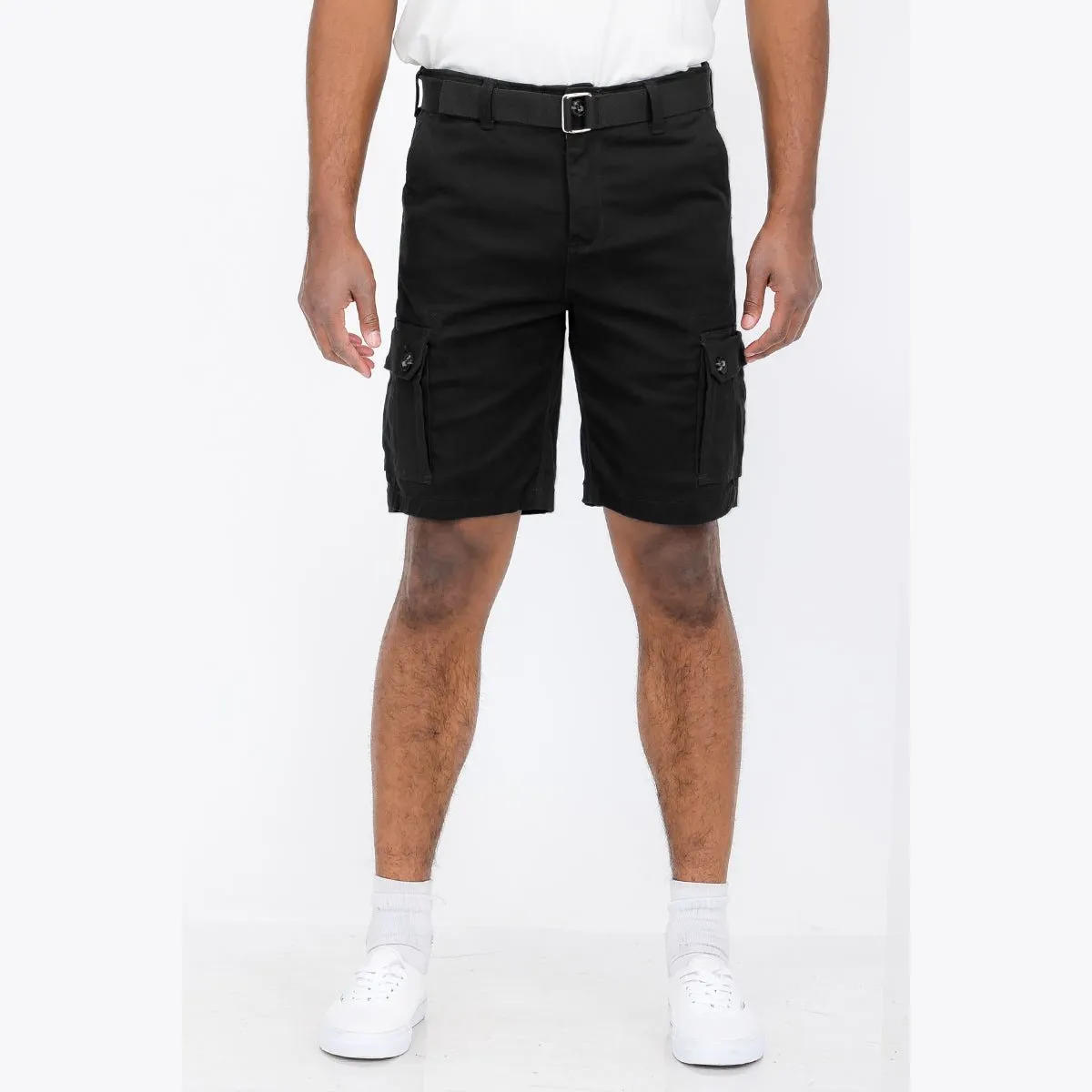 Black Belted Cargo Shorts