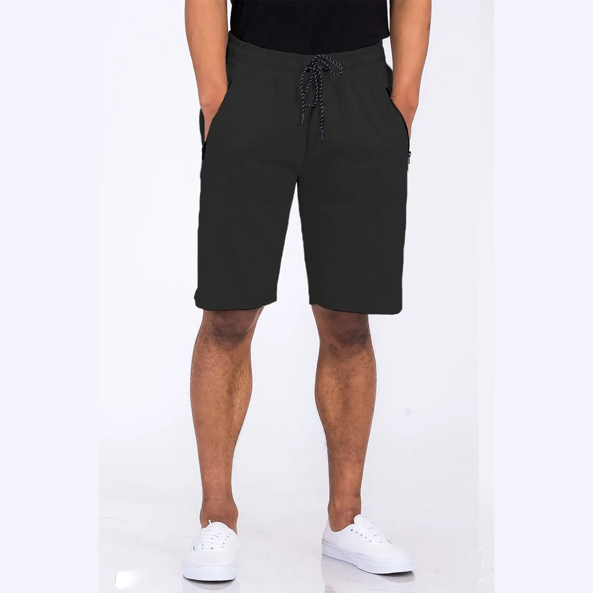 Black Heathered Cotton Shorts