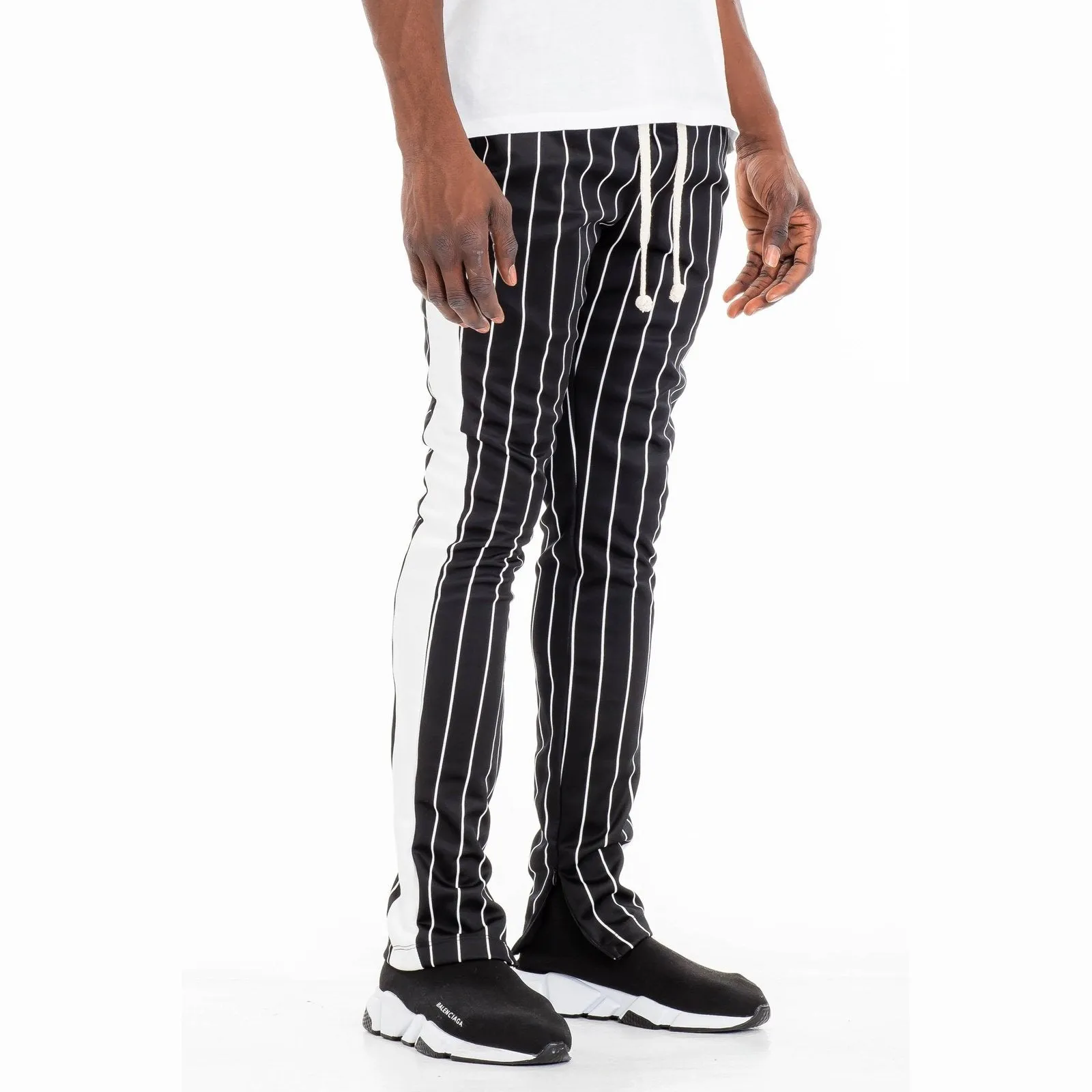 Black Pin Stripe Track Pants