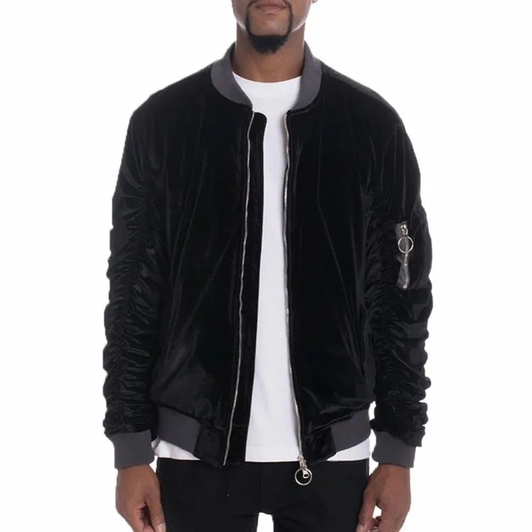 Black Velour Bomber Jacket