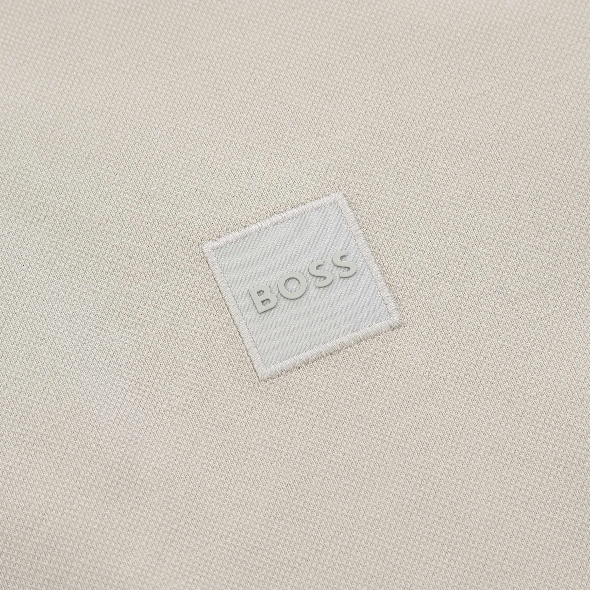 BOSS Passerby Long Sleeve Polo Shirt in Light Beige