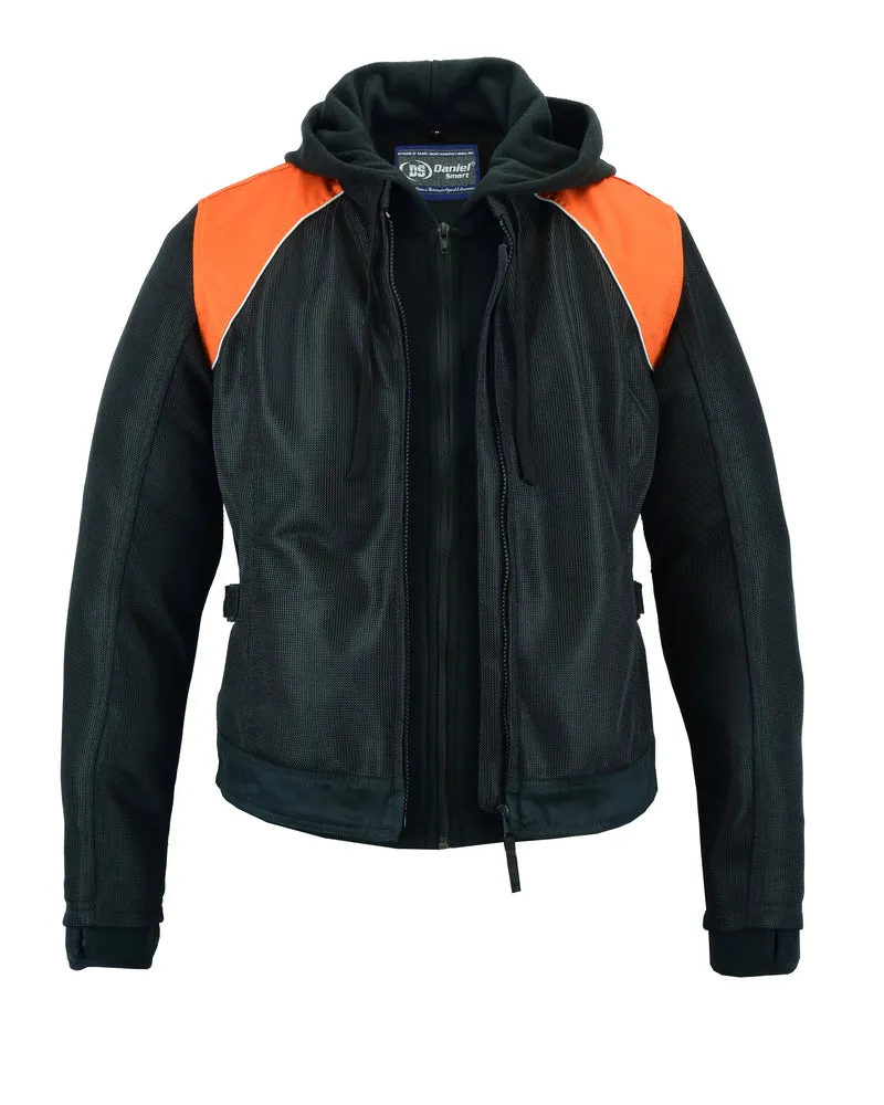 DS827 Women's Mesh 3-in-1 Riding Jacket (Black/Orange)