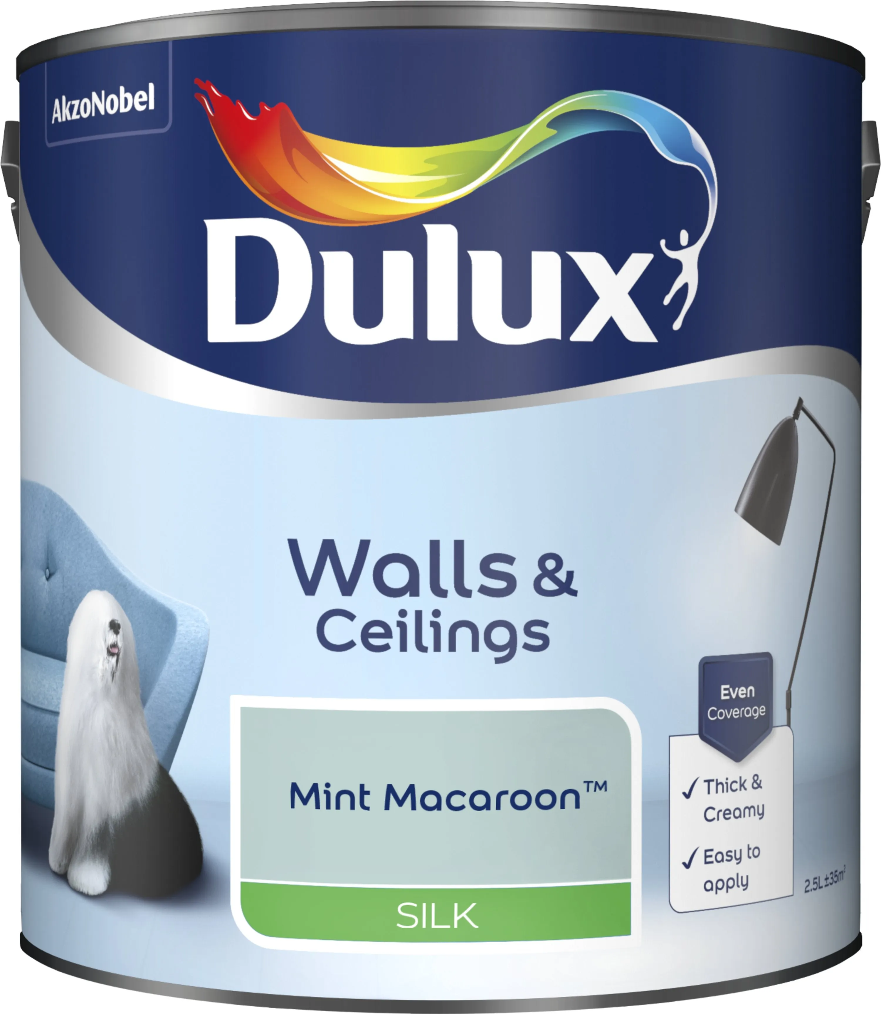 Dulux Silk Emulsion Paint For Walls And Ceilings - Mint Macaroon 2.5L