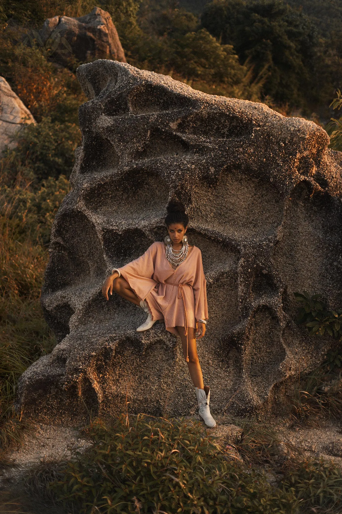 Dusty Pink Handmade Knotted Jumpsuit • Mini Organic Jumpsuit • Romper Dress