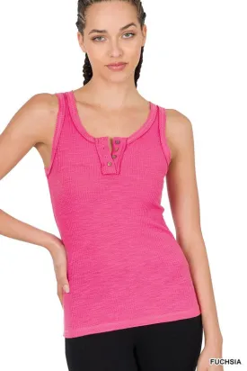 Fiesta Ribbed Tank Fuchsia