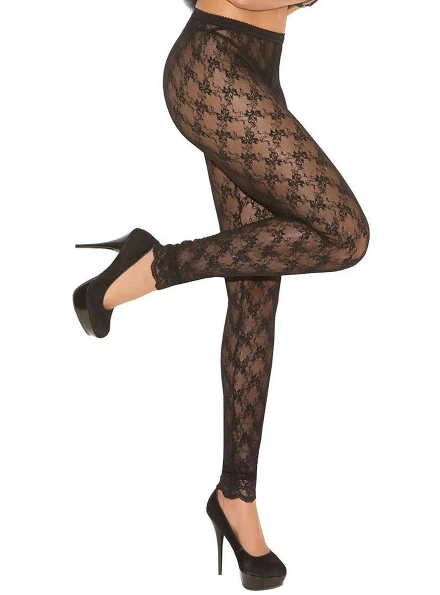 Footless Black Lace Plus Size Womens Stockings