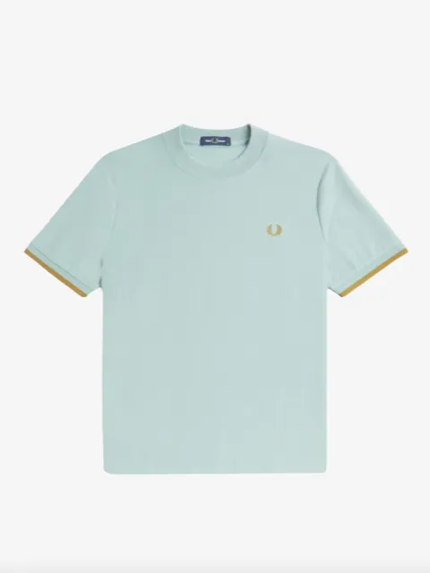 Fred Perry Tipped Cuff Pique Shirt/Silver Blue - New HS24