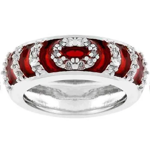 Garnet Enamel Ripple Ring