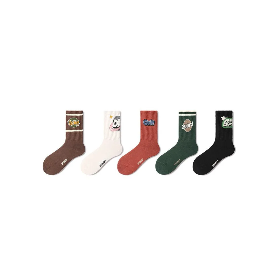 Grit All-season Unisex 5pcs Active Crew Socks Set