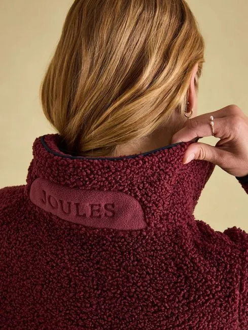 Joules Aldeburgh Brown Quarter Zip Fleece - Red