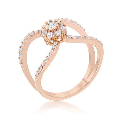 Joyce 0.4ct CZ Rose Gold Delicate Floral Wrap Ring