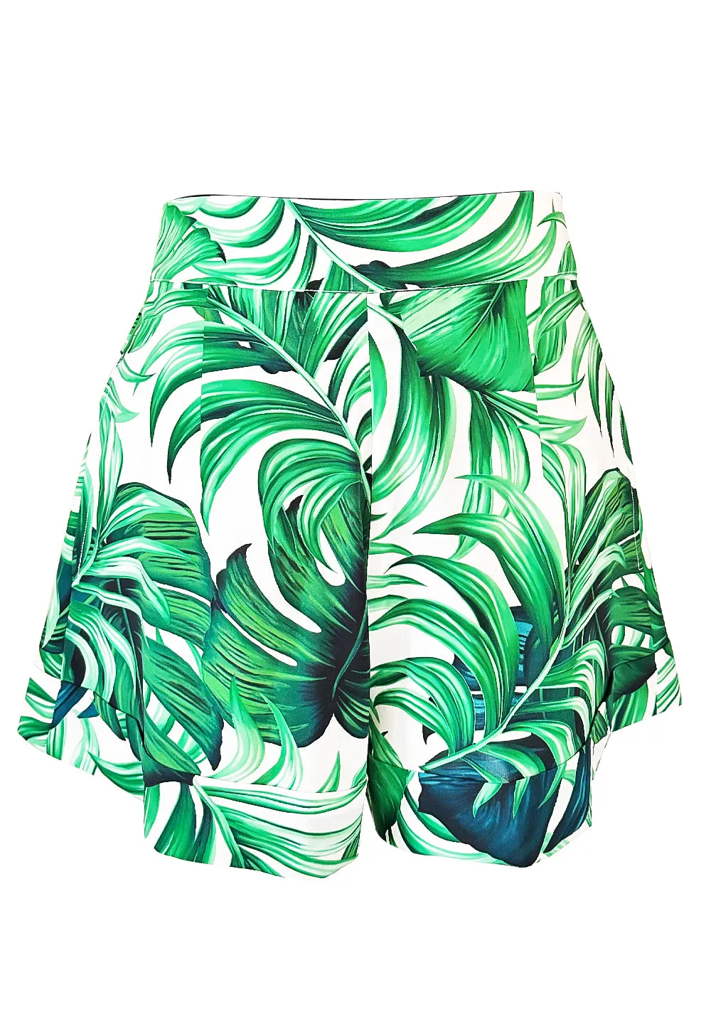 Jungle – Monstera White / Green Havana Shorts