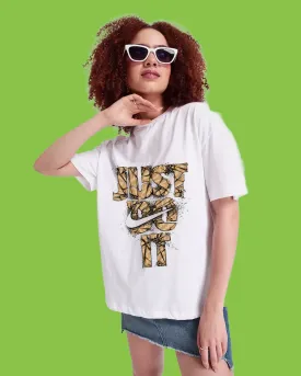 Just Do It  Printed White T shirt Women's