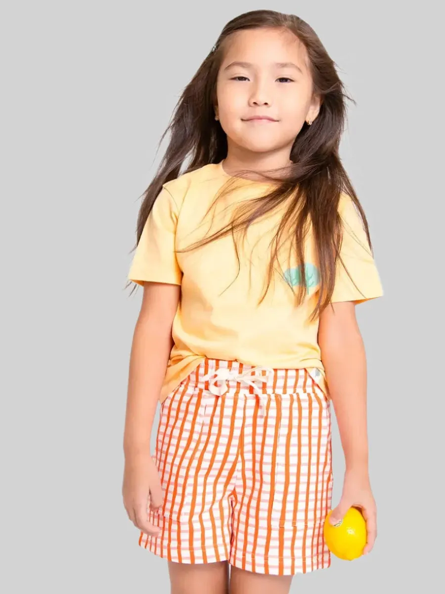 Kids' Organic Cotton Shorts - Pink & Orange Print