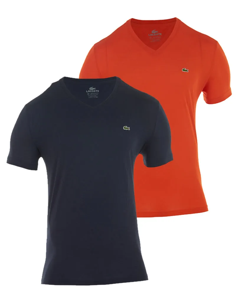 LACOSTE Solid V-Neck T-Shirt 2-Pack MENS - STYLE # TH6606-51 - XF5