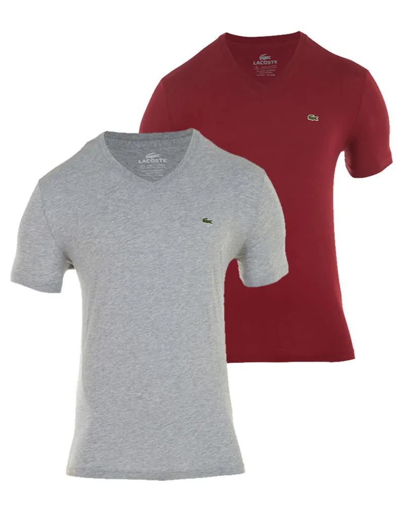 LACOSTE Solid V-Neck T-Shirt 2-Pack MENS - STYLE # TH6606-51 - XF5