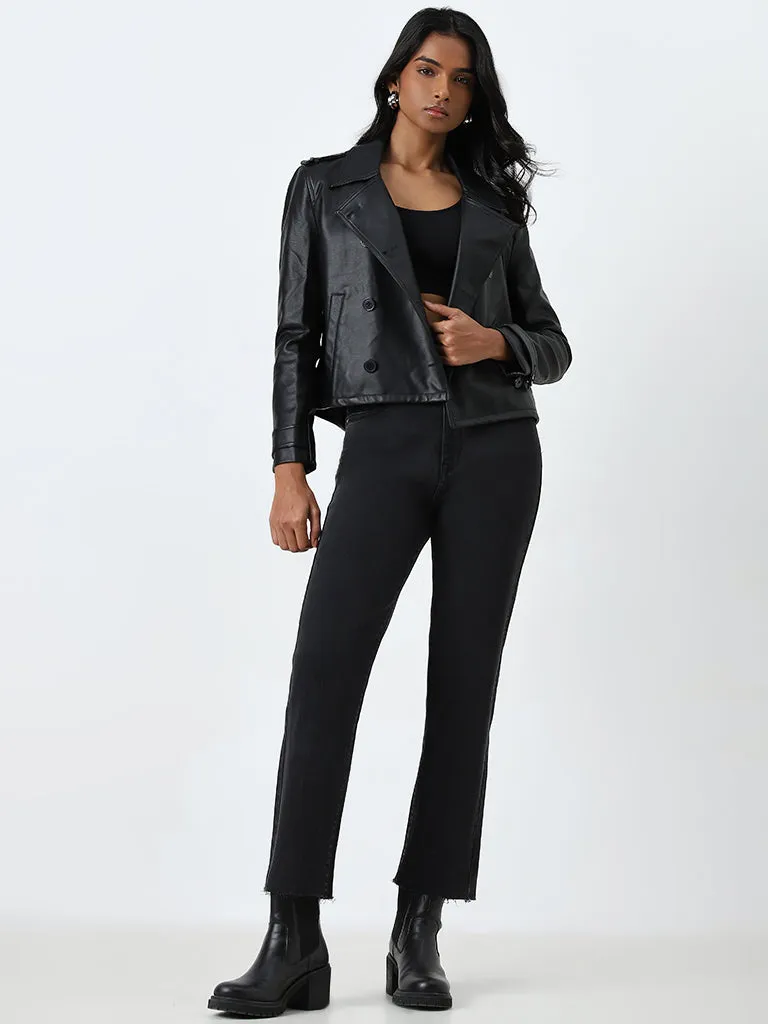 LOV Black Faux-Leather Jacket