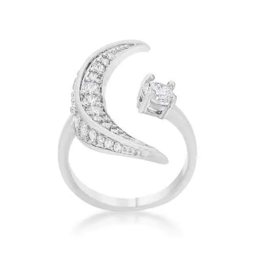 Luna .75ct CZ White Gold Rhodium Delicate Ring