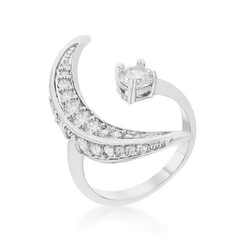 Luna .75ct CZ White Gold Rhodium Delicate Ring