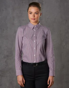 M8340L Ladies’ Two Tone Mini Gingham Long Sleeve Shirt