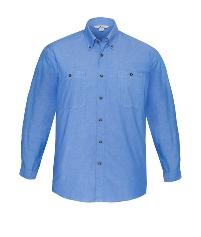 Mens Wrinkle Free, Chambray Long Shirt Shirt