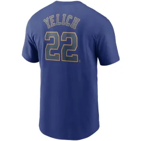 MLB Milwaukee Brewers Christian Yelich Nike Name & Number Tee - Navy