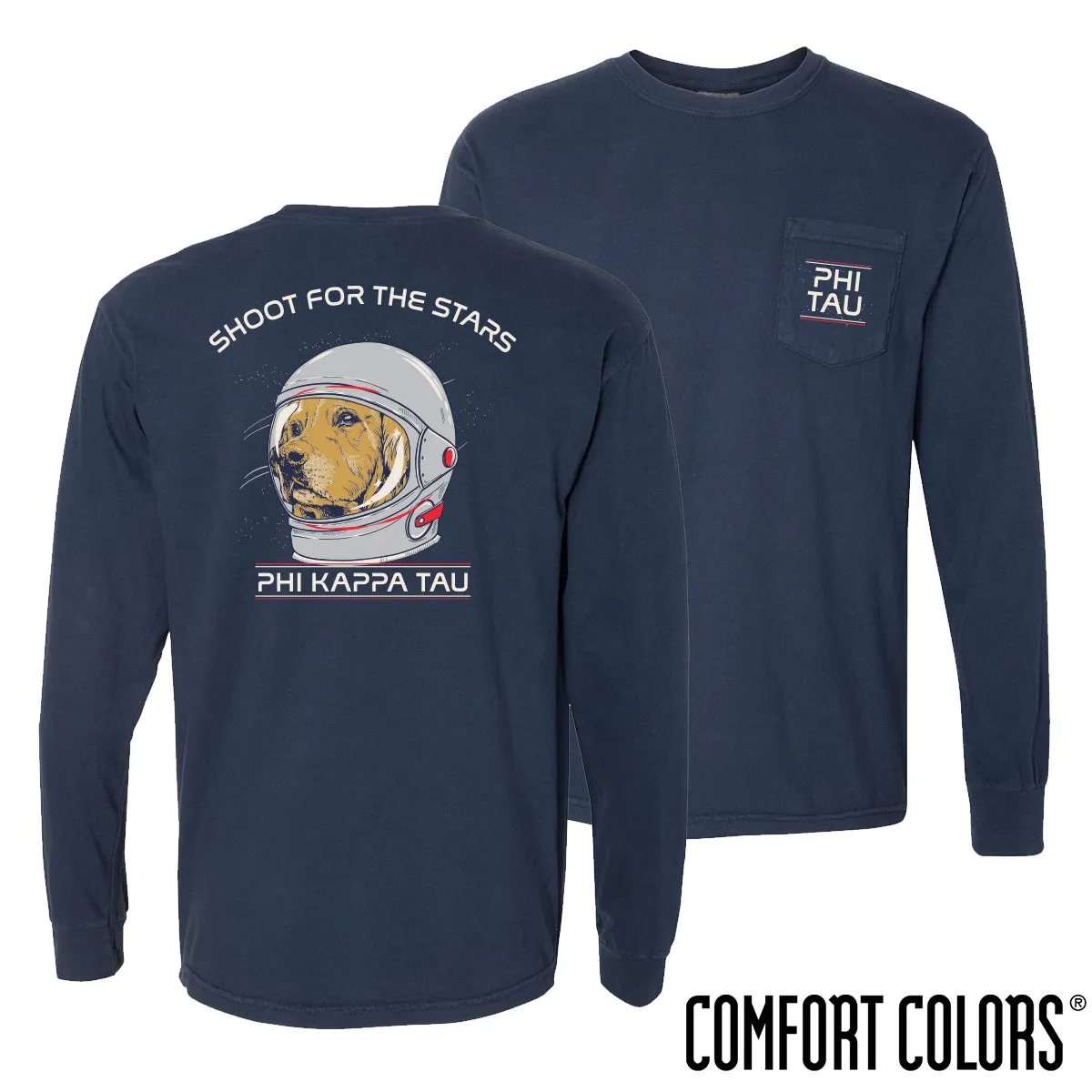 Phi Tau Comfort Colors Astronaut Retriever Long Sleeve Tee