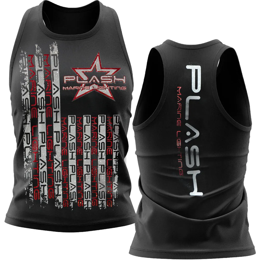 Plash | Shimmer Flag Design | Ladies | Racer Back Tank Top | Black