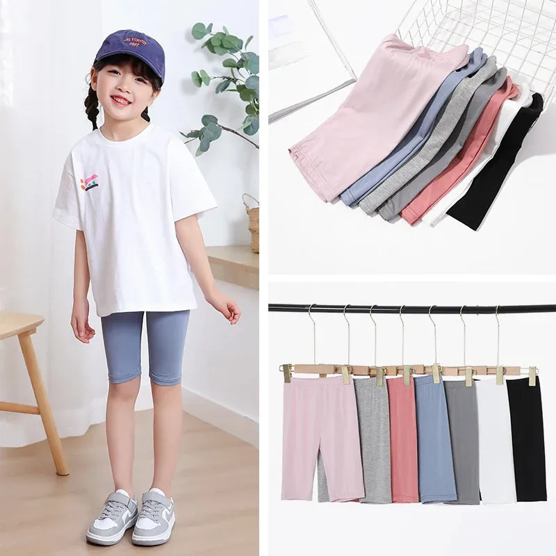 Princess girls spring summer five-point trousers leggings short pants Candy Color Knee Length baby kids child soft cotton Capris