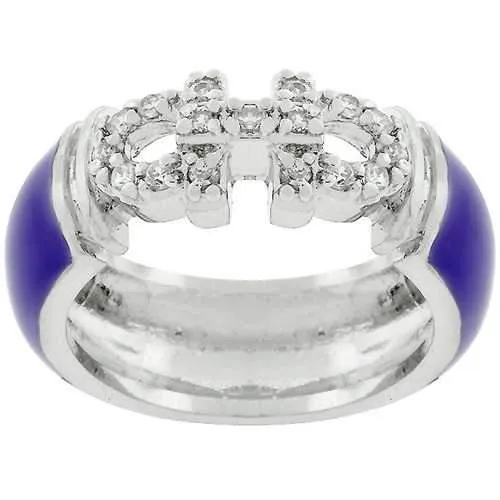 Purple Enamel Cubic Zirconia Ring