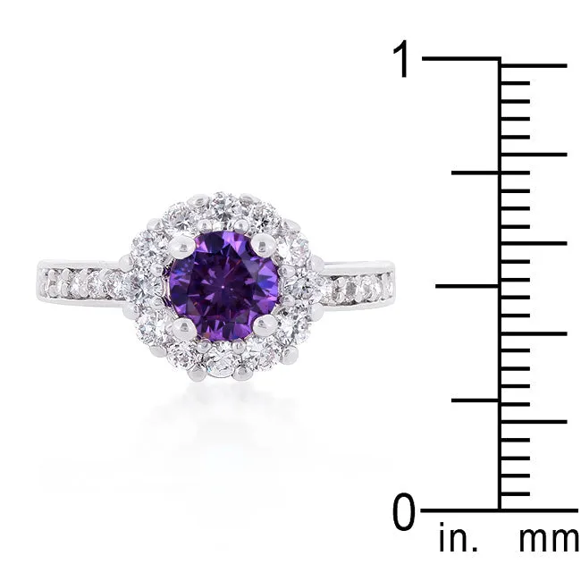 Purple Halo Engagement Ring