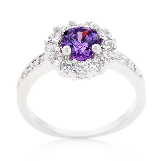 Purple Halo Engagement Ring