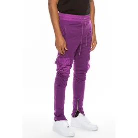 Purple Heathered Cotton Blend Joggers