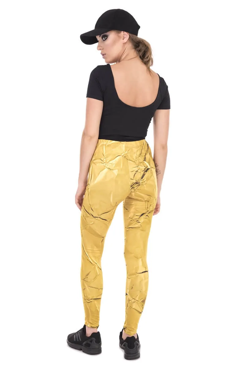 Regular Leggings (8-12 UK Size) - Gold Paper