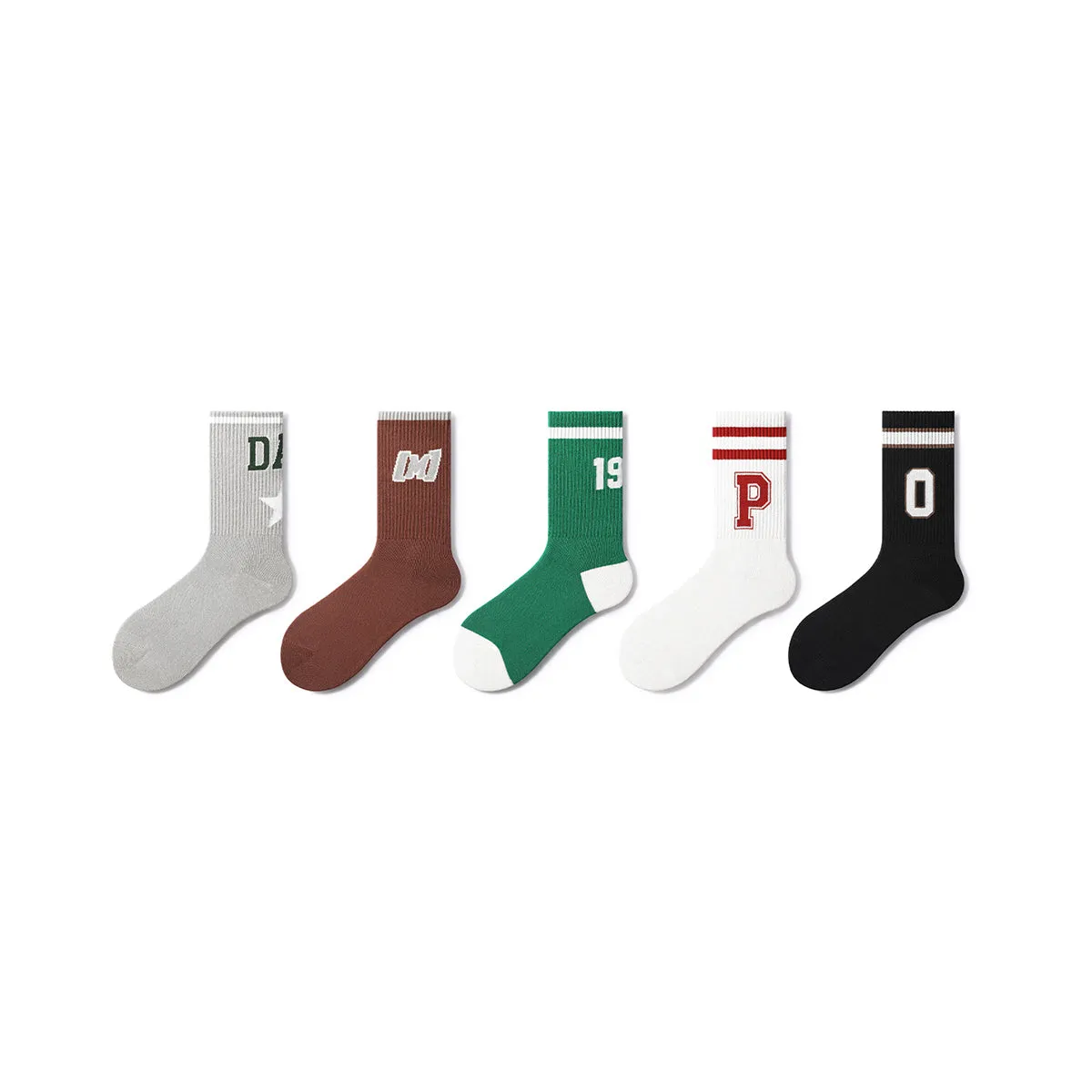 Retro Reminder All-season Unisex 5pcs Active Crew Socks Set