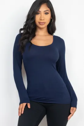 Sheek Basic Scoop Neck Solid Long Sleeve Cozy Top - 5 colors - Ships from The US