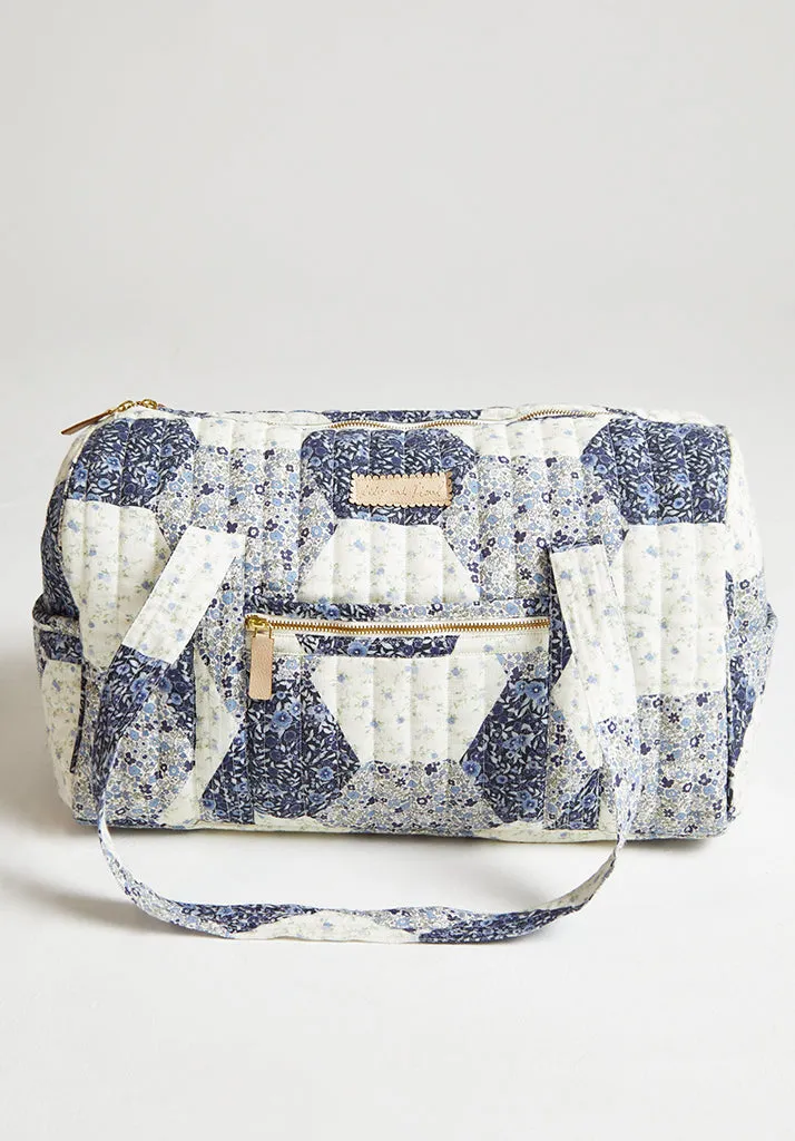 Sia Aster Patchwork Print Overnight Bag In Blue