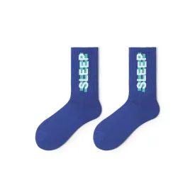 Sleep All-season Unisex Blue Crew Socks