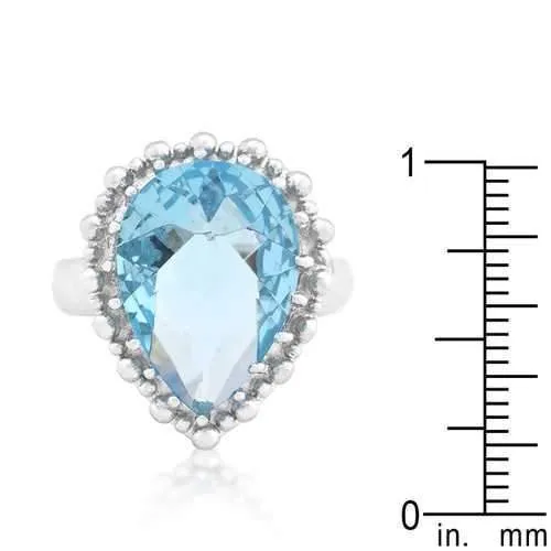 Solitaire Blue Topaz Cocktail Ring