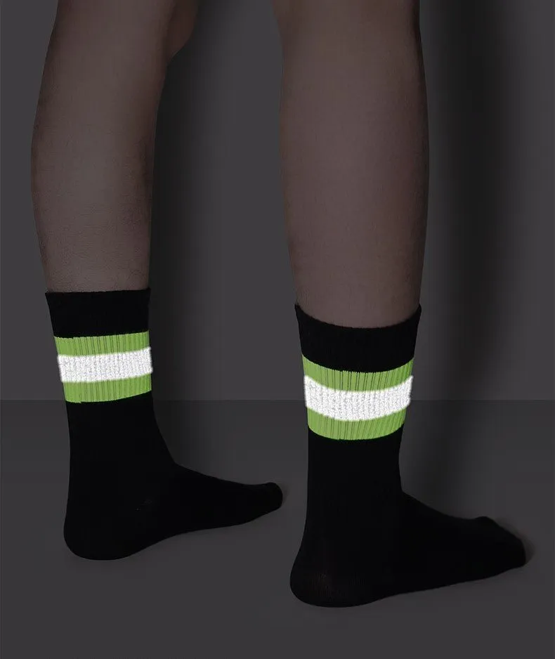 Starry Sky Fluorescent All-season Men Black Sports Crew Socks